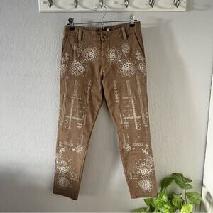 Johnny Was Tan Embroidered Pants